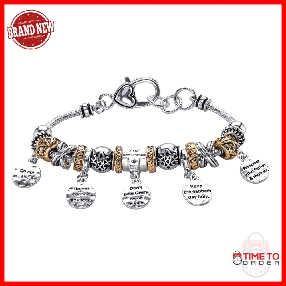 Adjustable Silvertone Crystal Charm Bracelet with Lobster Clasp 8 Inch